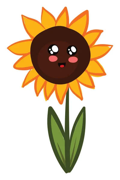 Cute sunflower, illustration, vector on white background. — Stock Vector