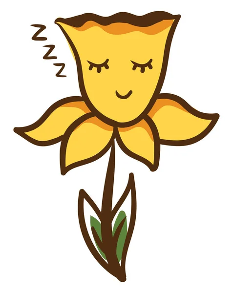 Daffodil sleeping, illustration, vector on white background. — ストックベクタ