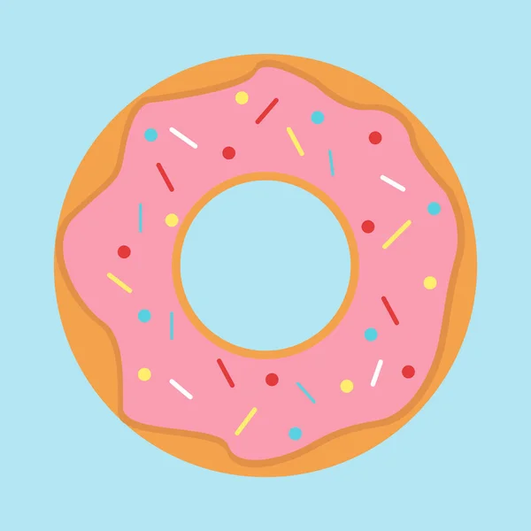 Roze donut, illustratie, vector op witte achtergrond. — Stockvector