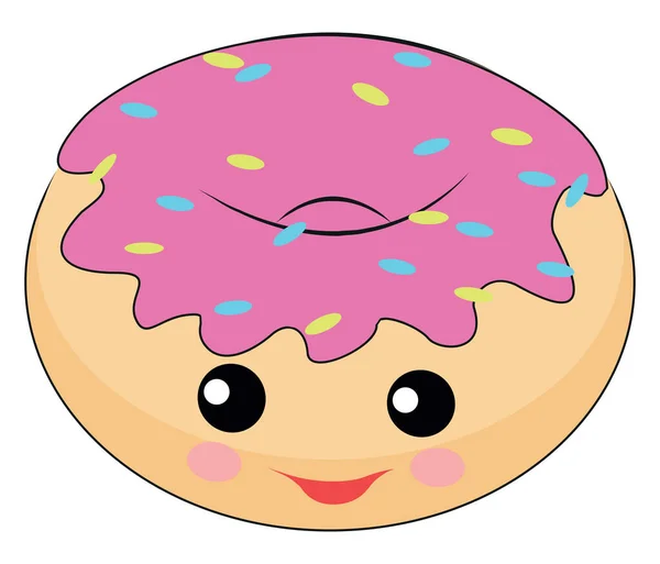 Donut smiles, illustration, vector on white background. — ストックベクタ