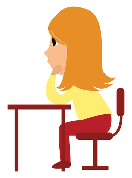 Chica en la escuela, ilustración, vector sobre fondo blanco . — Vector de stock