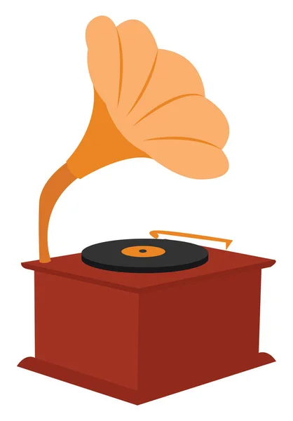 Gramophone doré, illustration, vecteur sur fond blanc . — Image vectorielle