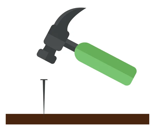 Green hammer, illustration, vector on white background. — Stock Vector