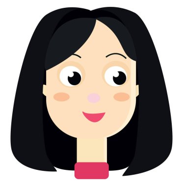 Siyah saçlı kadın, illüstrasyon, beyaz arka planda vektör.