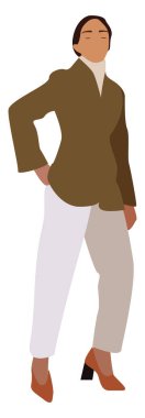 Beyaz pantolonlu kadın, illüstrasyon, beyaz arka planda vektör.