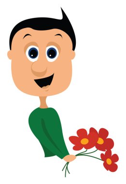 Çiçekli adam, illüstrasyon, beyaz arkaplanda vektör.