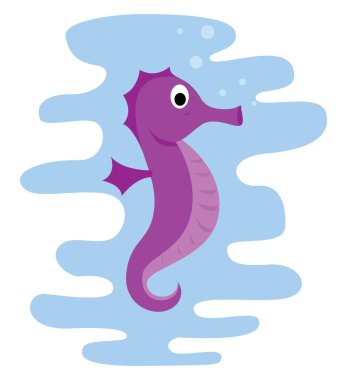 Mor deniz atı, illüstrasyon, beyaz arkaplanda vektör.