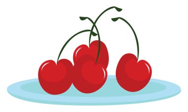 Kırmızı kiraz, illüstrasyon, beyaz arkaplanda vektör.