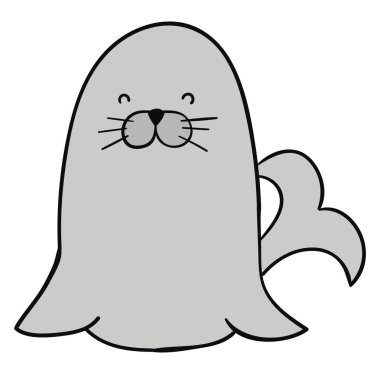 Mutlu mühür, illüstrasyon, beyaz arkaplan vektörü.