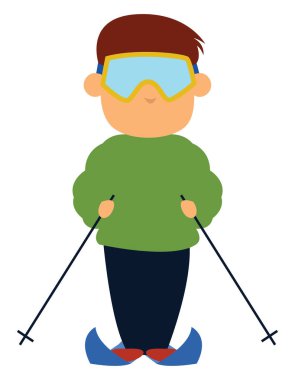 Kayakçı, illüstrasyon, beyaz arkaplan vektörü.