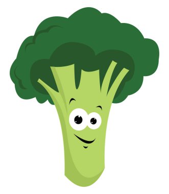 Gülümseyen brokoli, illüstrasyon, beyaz arkaplanda vektör.
