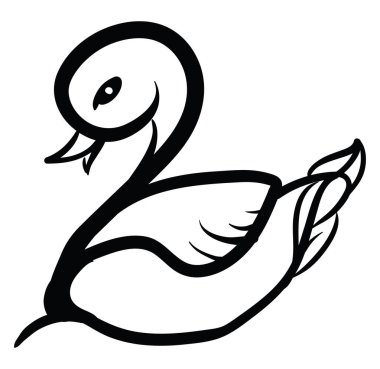 Kuğu dekorasyonu, illüstrasyon, beyaz arkaplan üzerindeki vektör.