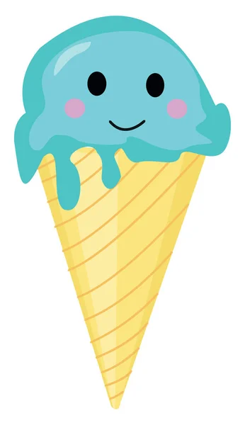 Cute ice cream, illustration, vector on white background. — Stock Vector