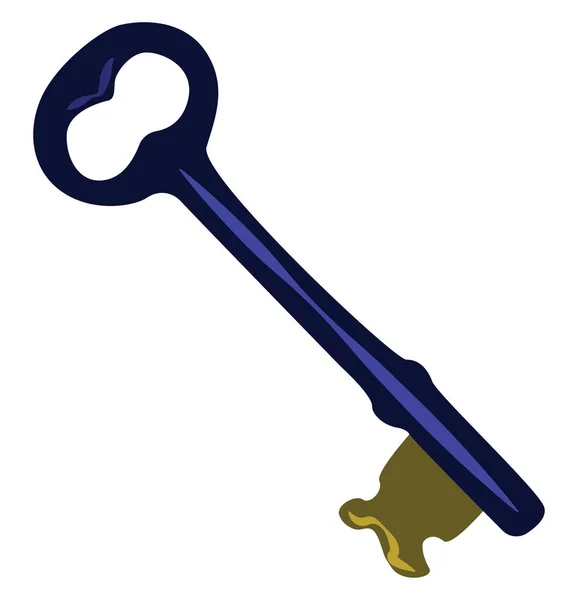 Blue key, illustration, vector on white background. — Stock Vector