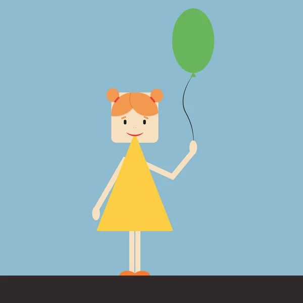 Criança com balão, ilustração, vetor sobre fundo branco . —  Vetores de Stock