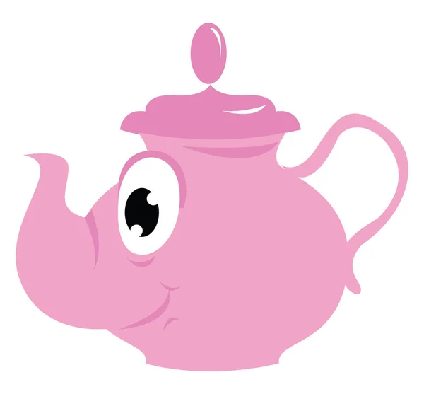Pinkfarbene Teekanne, Illustration, Vektor auf weißem Hintergrund. — Stockvektor