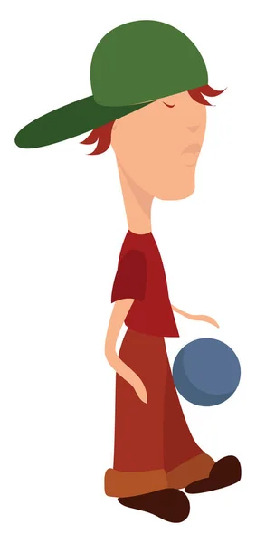 Niño con sombrero verde, ilustración, vector sobre fondo blanco . — Vector de stock