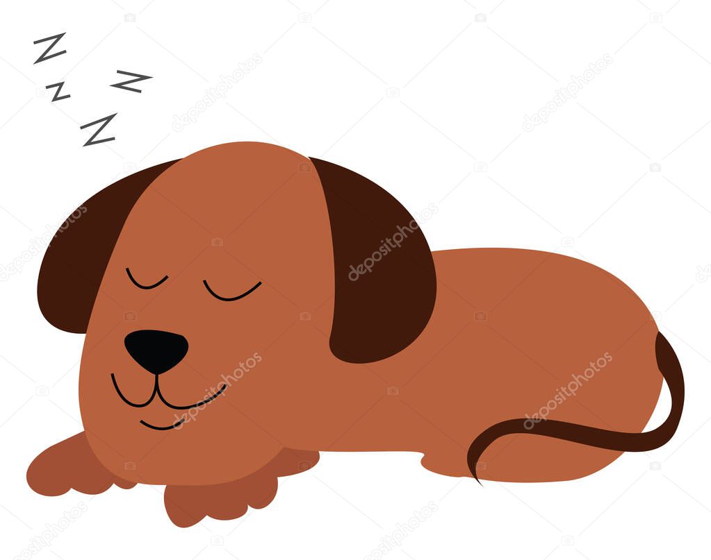 Sleeping dog, illustration, vector on white background.