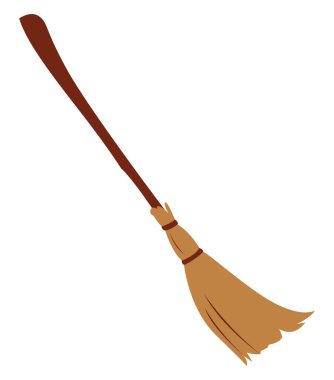 Broom, illustration, vector on white background. clipart