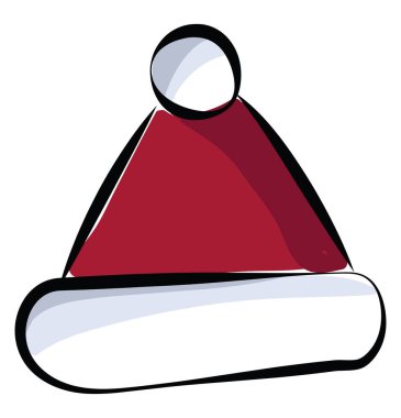 Noel Baba şapkası, illüstrasyon, beyaz arka planda vektör.