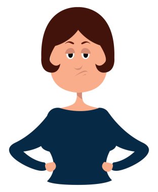 Kızgın kadın, illüstrasyon, beyaz arka planda vektör.