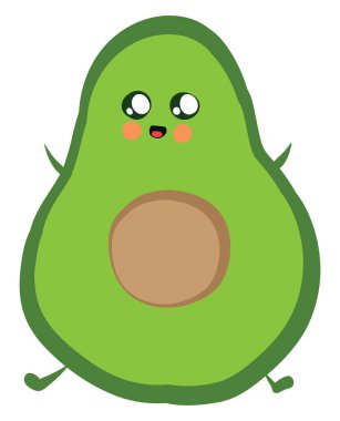 Yeşil avokado, illüstrasyon, beyaz arkaplanda vektör.