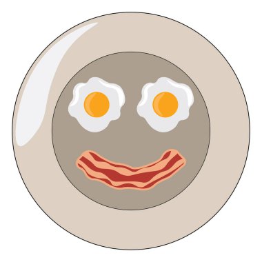 Pastırma ve yumurta, illüstrasyon, beyaz arkaplanda vektör.