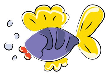 Suyun altındaki balık, resimleme, beyaz arkaplan üzerindeki vektör.