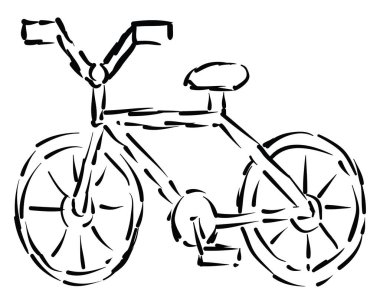 Beyaz arkaplanda bisiklet çizimi, illüstrasyon, vektör.