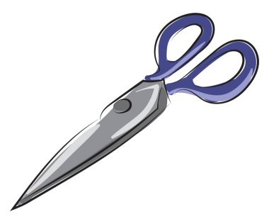 Beyaz arkaplanda büyük makas, illüstrasyon, vektör.