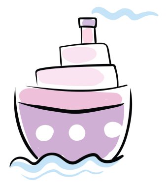 Pembe tekne, illüstrasyon, beyaz arkaplanda vektör.