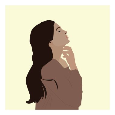 Kahverengi kız, illüstrasyon, beyaz arkaplan vektörü.