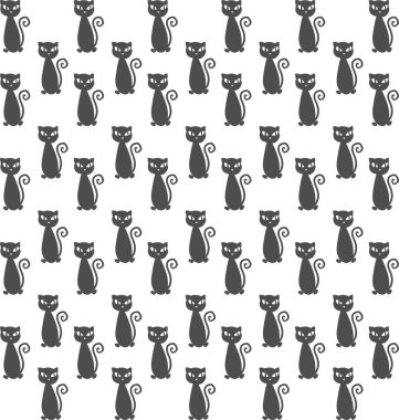 Kedi duvar kağıdı, illüstrasyon, beyaz arkaplan üzerindeki vektör.