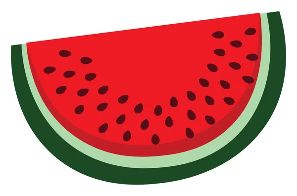 Wassermelonenstück, Illustration, Vektor auf weißem Hintergrund. — Stockvektor