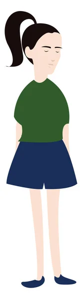 Pige med brede shorts, illustration, vektor på hvid baggrund . – Stock-vektor