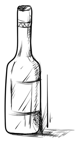 Vinflaska skiss, illustration, vektor på vit bakgrund. — Stock vektor
