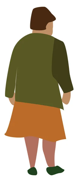 Mulher com saia laranja, ilustração, vetor no backgroun branco —  Vetores de Stock