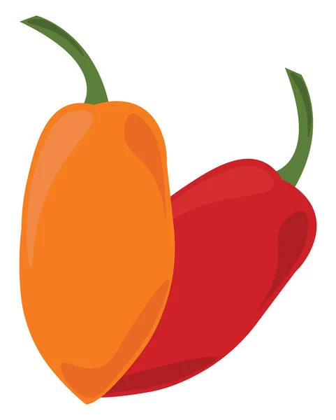 Yellow and red pepper, illustration, vector on white background. — Stock Vector
