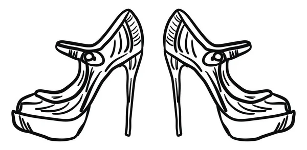 女鞋草图，插图，白色背景上的矢量. — 图库矢量图片