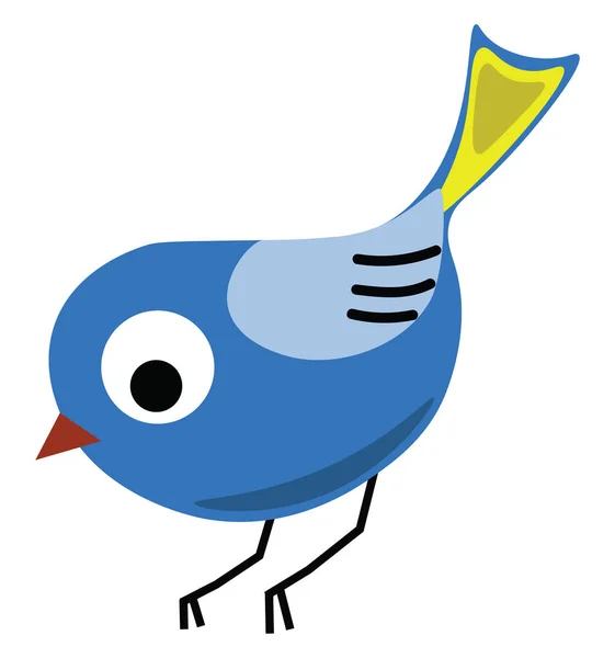Pájaro azul, ilustración, vector sobre fondo blanco. — Vector de stock