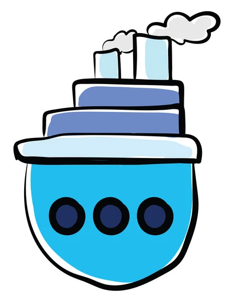 Blaues Schiff, Illustration, Vektor auf weißem Hintergrund. — Stockvektor