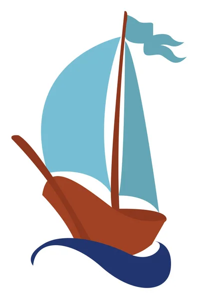 Bateau sur mer, illustration, vecteur sur fond blanc . — Image vectorielle