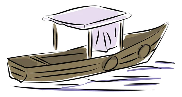 Båt av trä, illustration, vektor på vit bakgrund. — Stock vektor