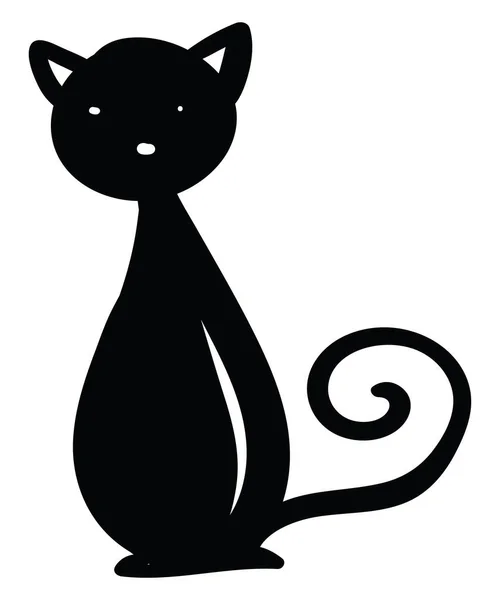 Chat noir, illustration, vecteur sur fond blanc. — Image vectorielle