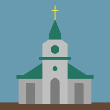 Kilise, illüstrasyon, beyaz arkaplan vektörü.