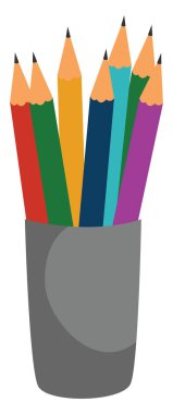 Renkli kalemler, illüstrasyon, beyaz arkaplan üzerindeki vektör.