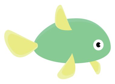 Yeşil balık, illüstrasyon, beyaz arkaplan vektörü.