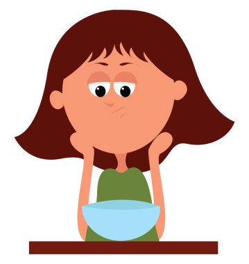 Çorbalı kız, resimli, beyaz arka planda vektör.