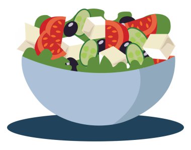 Yunan salatası, illüstrasyon, beyaz arkaplan vektörü.