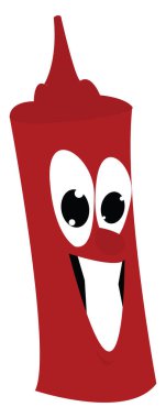 Mutlu ketçap, illüstrasyon, beyaz arkaplanda vektör.